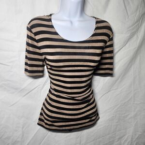 Vintage 90s grunge black tan striped round neck tee